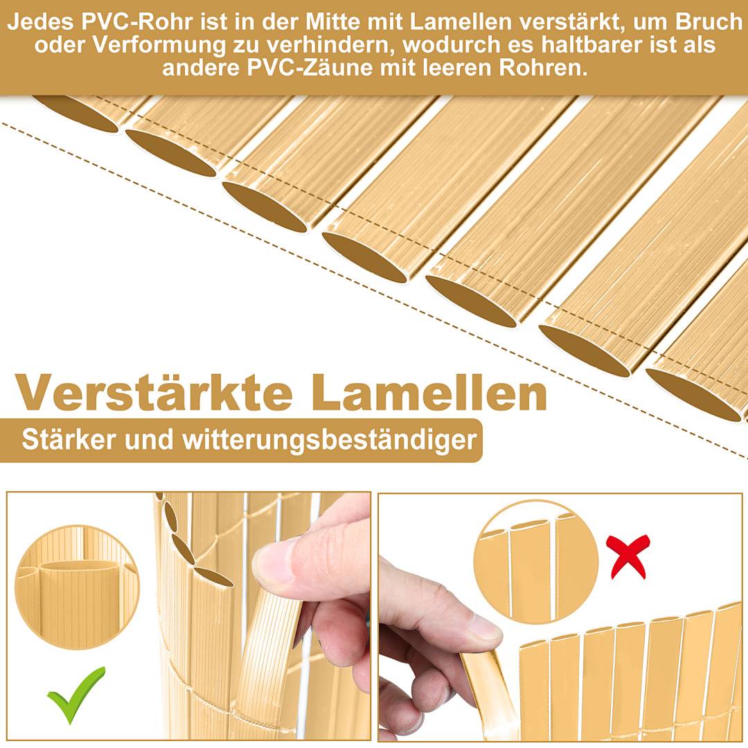 PVC Sichtschutzmatte Sichtschutzzaun UV-Schutz Balkon Terrasse Windschutz Sichtschutz Outdoor Balkonverkleidung Wetterfest für Balkon Garten Markise