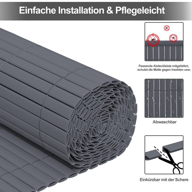 PVC Sichtschutzmatte Sichtschutzzaun UV-Schutz Balkon Terrasse Windschutz Sichtschutz Outdoor Balkonverkleidung Wetterfest für Balkon Garten Markise