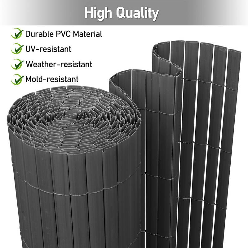 PVC Sichtschutzmatte Sichtschutzzaun Sichtschutz für Zaun Balkon Windschutz Grau 90x900cm