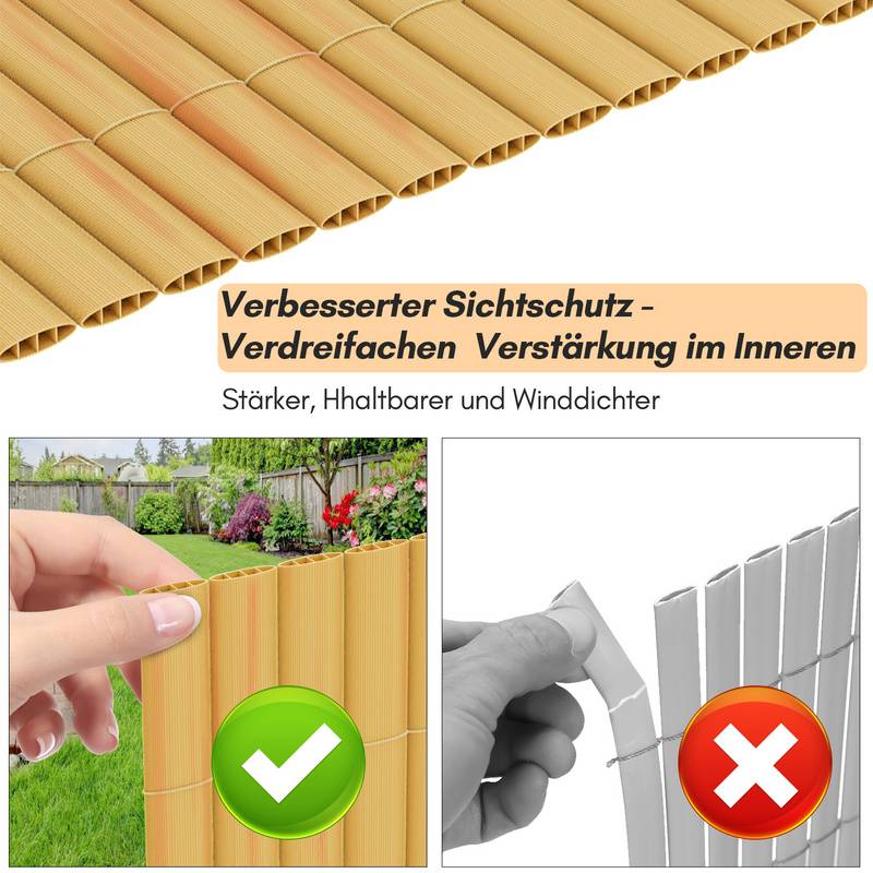 PVC Sichtschutzmatte Sichtschutzzaun Balkon Windschutz Sichtschutz für Zaun Bambus 160x400cm
