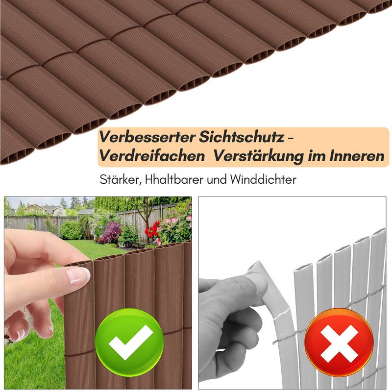 PVC Sichtschutzmatte Sichtschutzzaun Balkon Windschutz Sichtschutz für Zaun Braun 160x500cm