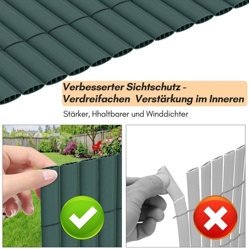 PVC Sichtschutzmatte Sichtschutzzaun Balkon Windschutz Sichtschutz für Zaun Grün 90x1000cm