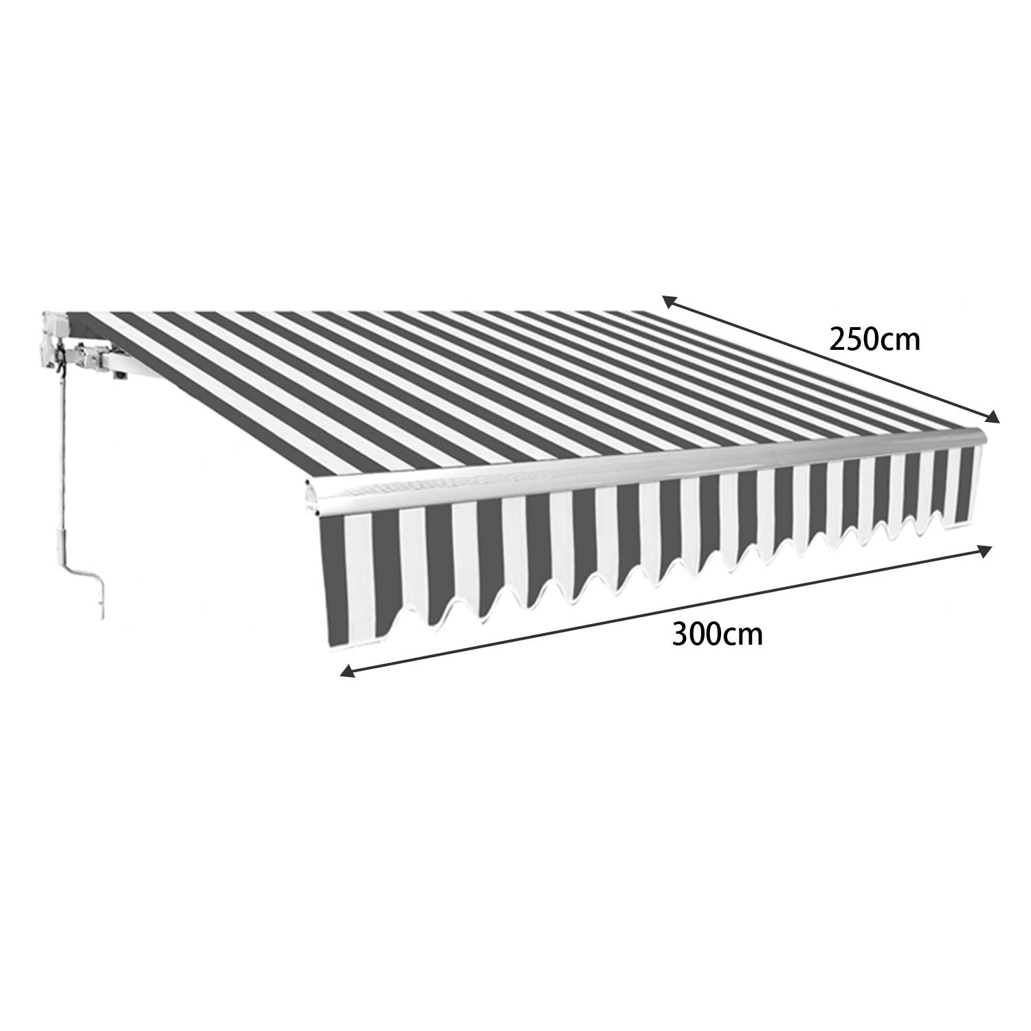 Gelenkarmmarkise 300x250cm einziehbare Markise Sonnenschutz Balkonmarkise Gelenkarm Sonnenschutz Grau/Weiß