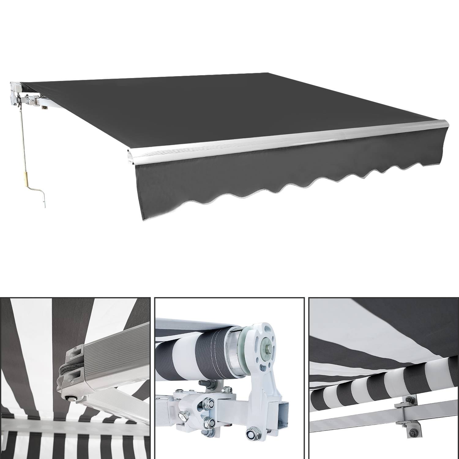 Gelenkarmmarkise 300x250cm einziehbare Sonnenmarkise Markise Sonnenschutz Balkonmarkise Gelenkarmmarkise Gelenkarm Sonnenschutz Grau
