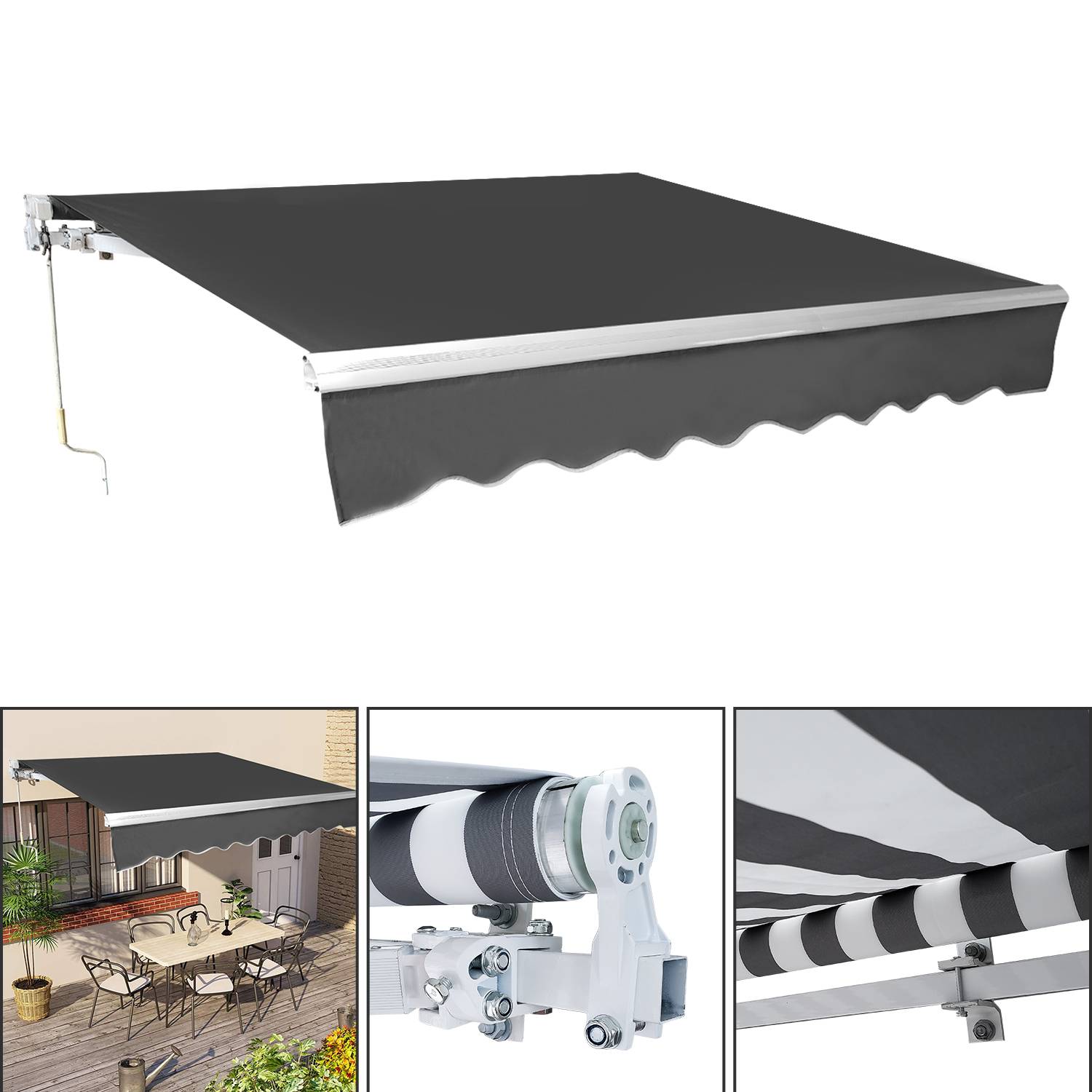 Gelenkarmmarkise 300x250cm einziehbare Markise Sonnenschutz Balkonmarkise Gelenkarmmarkise Gelenkarm Sonnenschutz Grau