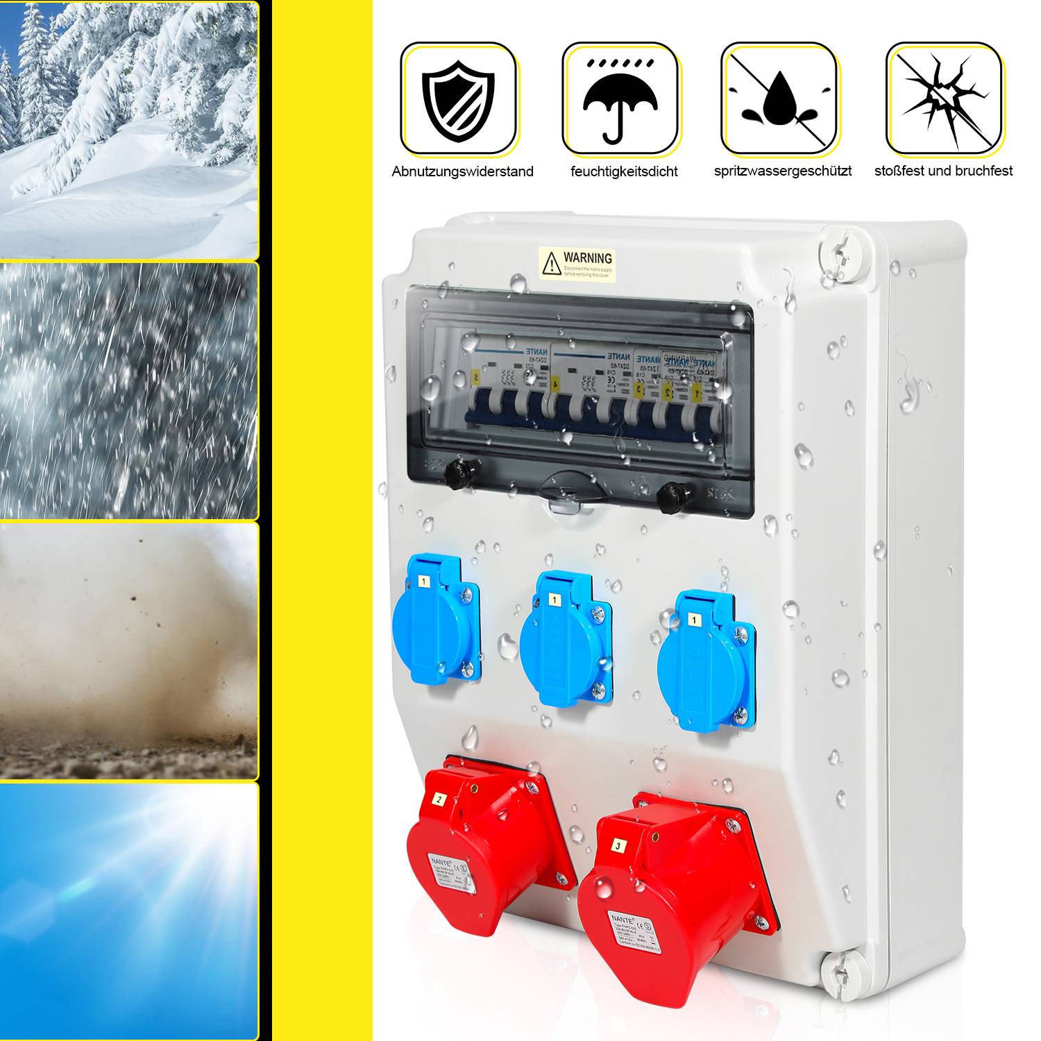 Stromverteiler Baustromverteiler Verteiler Wandverteiler CEE Kraftstrom Steckdose IP44 für Baustelle 1X32A 1X16A 3x230V MIT LS