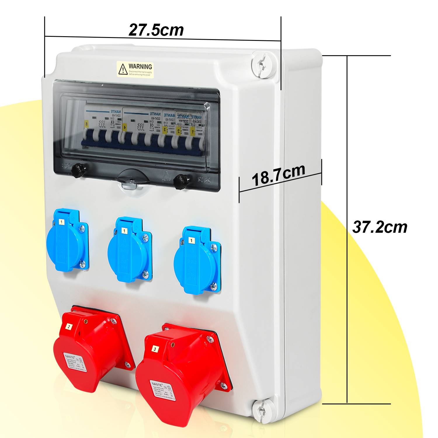 Stromverteiler Baustromverteiler Verteiler Wandverteiler CEE Kraftstrom Steckdose IP44 für Baustelle 1X32A 1X16A 3x230V MIT LS