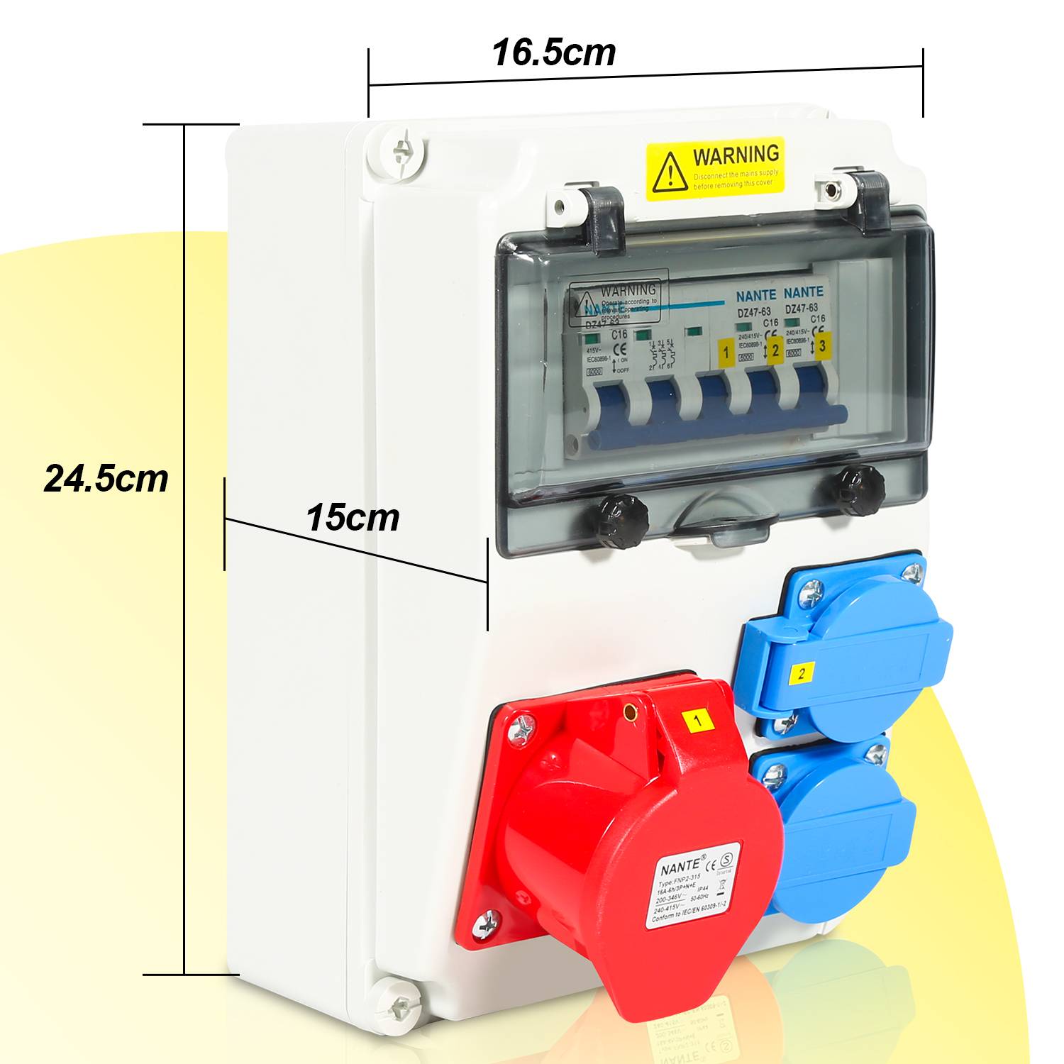 Stromverteiler Baustromverteiler Verteiler Wandverteiler CEE Kraftstrom Steckdose IP44 für Baustelle 1X16A 2x230V MIT LS