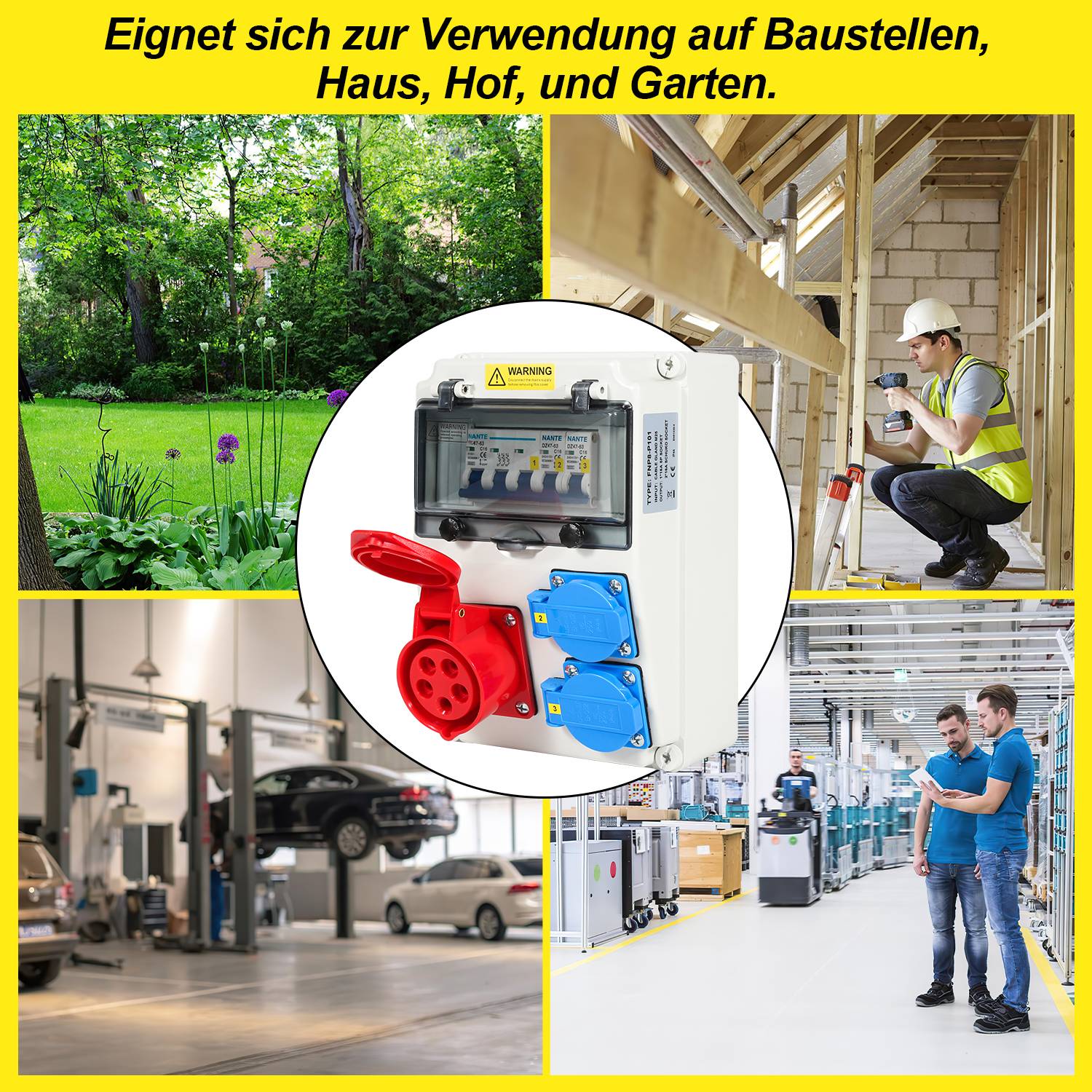 Stromverteiler Baustromverteiler Verteiler Wandverteiler CEE Kraftstrom Steckdose IP44 für Baustelle 1X16A 2x230V MIT LS