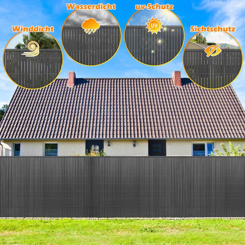 Sichtschutzmatte PVC Sichtschutzzaun Anthrazit Windschutz fur Garten Balkon und Terrasse 90x400cm