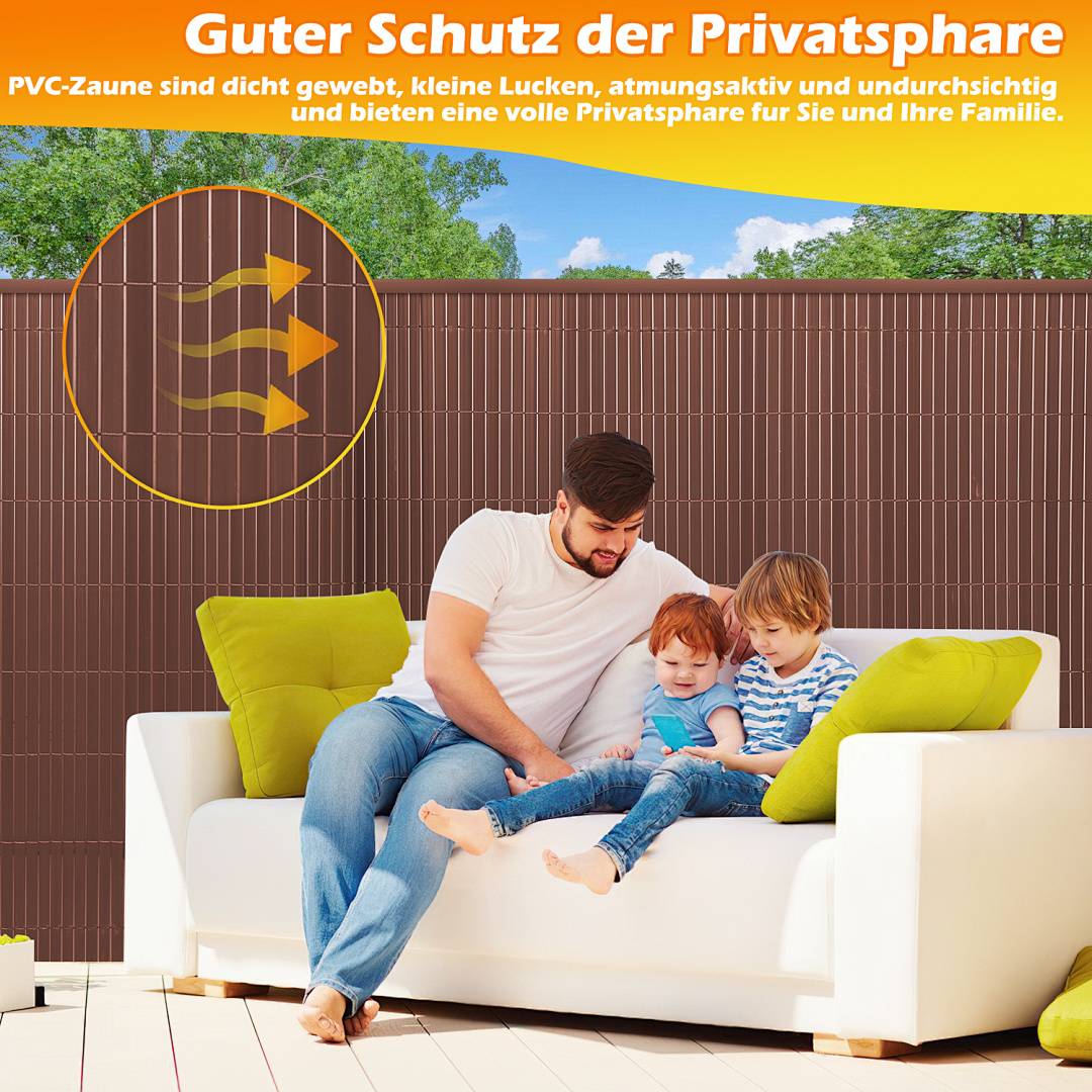 Sichtschutzmatte PVC Sichtschutzzaun braun Windschutz fur Garten Balkon und Terrasse 140x600cm