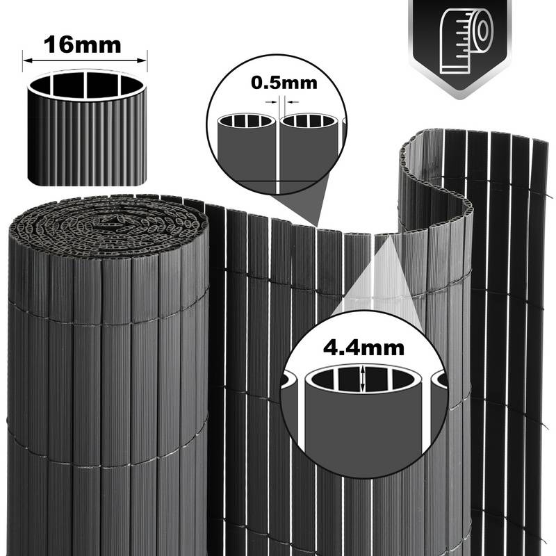 Sichtschutzmatte PVC Sichtschutzzaun grau Windschutz fur Garten Balkon und Terrasse 140x700cm Stabile W-Form