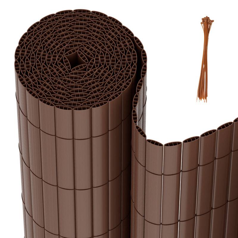 PVC Sichtschutzzaun Sichtschutzmatte Gartenzaun Sichtschutz Windschutz für Balkon &Terrasse, Braun 140x300cm