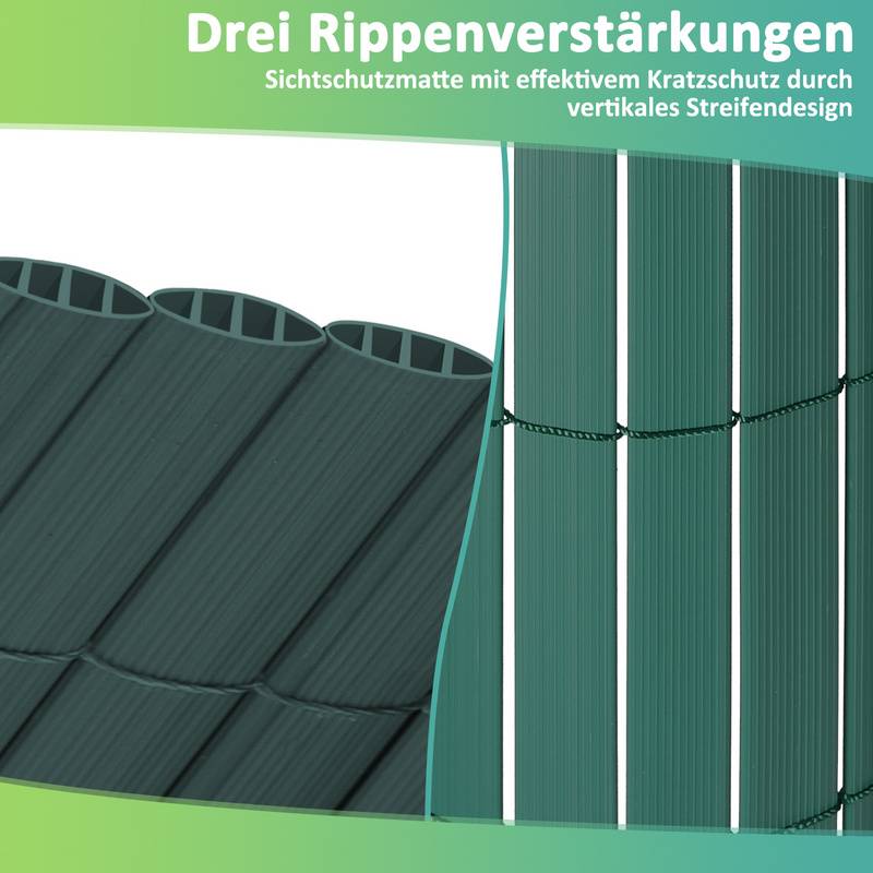 PVC Sichtschutzzaun Sichtschutzmatte Gartenzaun Sichtschutz Windschutz für Balkon &Terrasse, Grün 160x300cm
