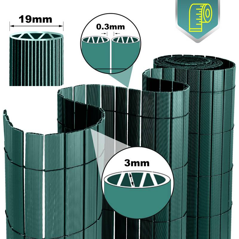 PVC Sichtschutzzaun Sichtschutzmatte Gartenzaun Sichtschutz Windschutz für Balkon &Terrasse, Grün 120x500cm