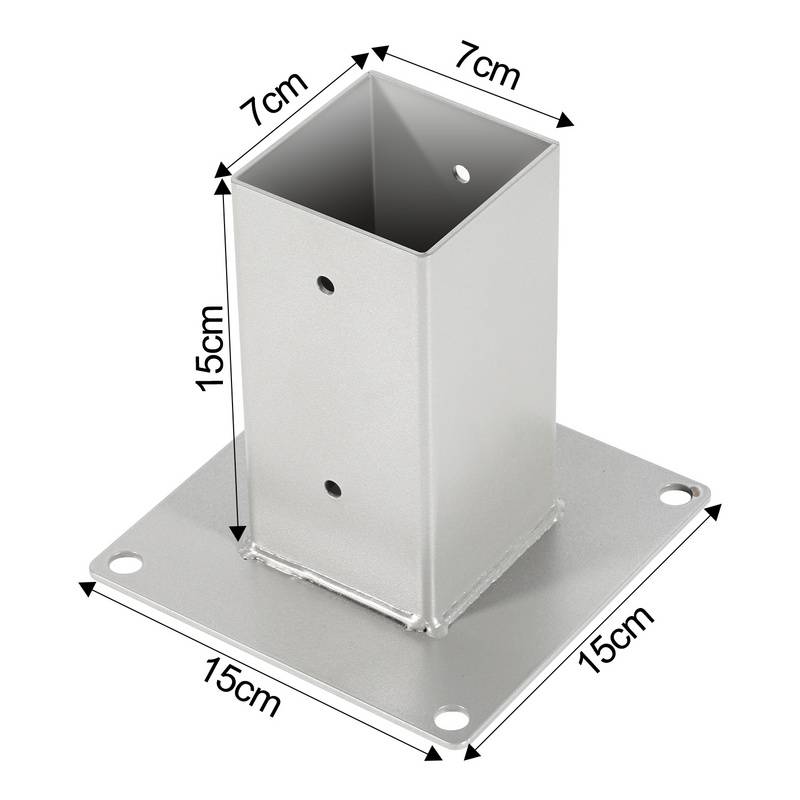4 Stück Aufschraubhülse Pfostenträger für Vierkantholzpfosten Silber 70x70mm