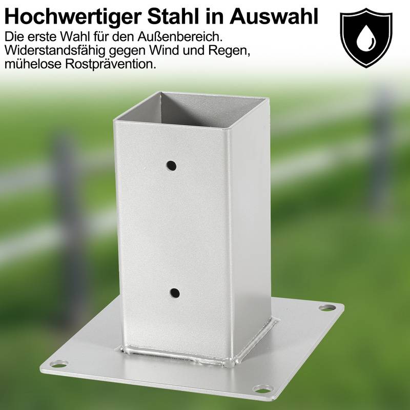 Aufschraubhülse für Vierkantholzpfosten Pfostenh&uuml für Vierkantholzpfosten 4 Stück 90*90mm