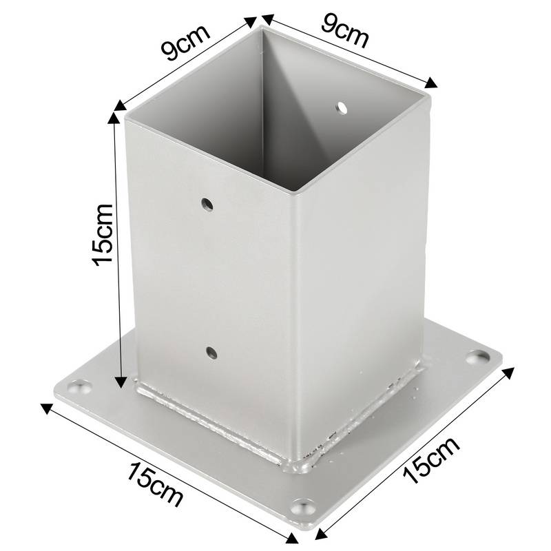 Aufschraubhülse 4 Stück Pfostenträger Zaunpfosten Einschlaghülse Silber 90x90mm