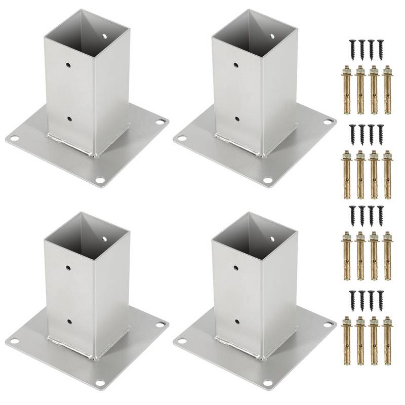 Aufschraubhülse Metall Pfostenanker Zaunträger Hülse Aufschraubbodenhülse 4 Stück 80*80mm
