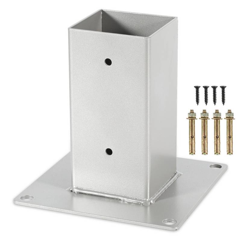 4x Aufschraubhülse Pfostenträger Pfosten Zaunpfosten Silber 70x70mm