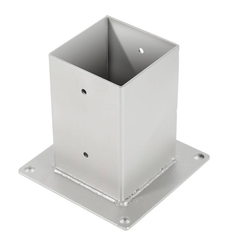 4 Stück Aufschraubhülse Pfostenträger für Vierkantholzpfosten Silber 90x90mm