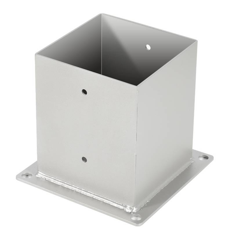 4 Stück Aufschraubhülse für Vierkantholzpfosten Einschlaghülse Silber 120x120mm