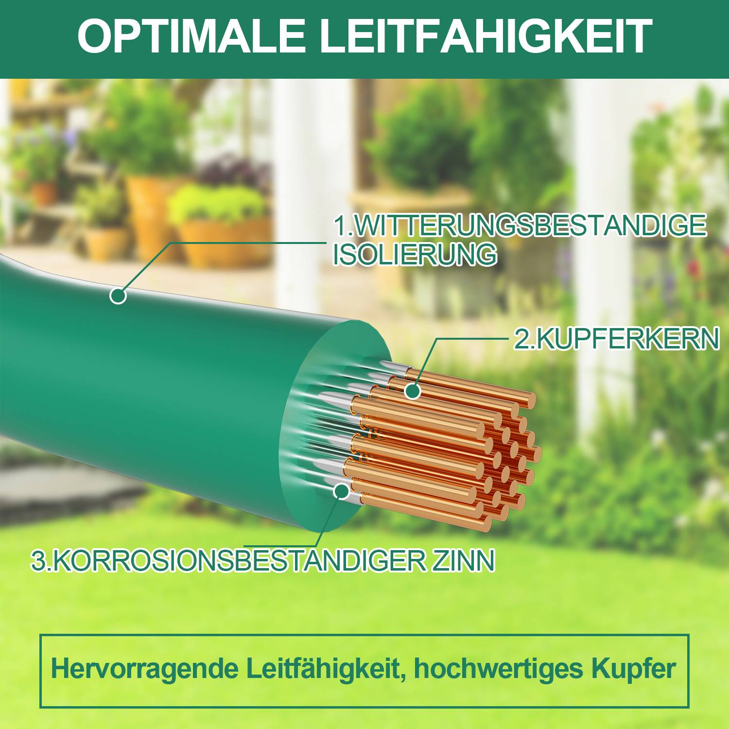 100m Begrenzungskabel für Mähroboter + Erdspieße + Kabelverbinder