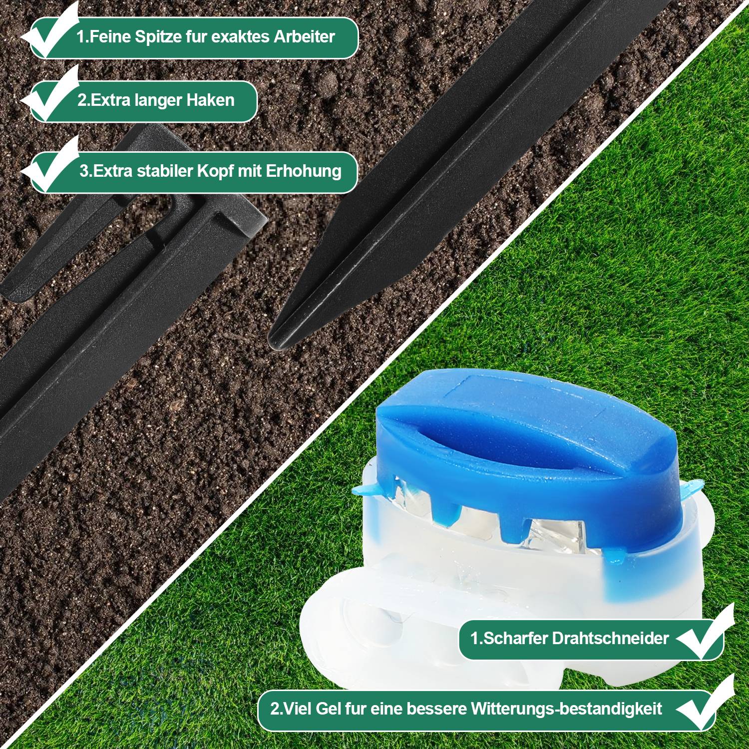 200m Begrenzungskabel Set Erdnägel Erdspiesse Kabelverbinder Mähroboter