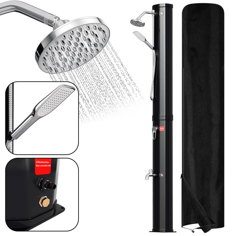 Solardusche Gartendusche Wasserhahn Camping Pooldusche Solar Außendusche 40L (mit Schutzabdeckung、mit Handbrause)