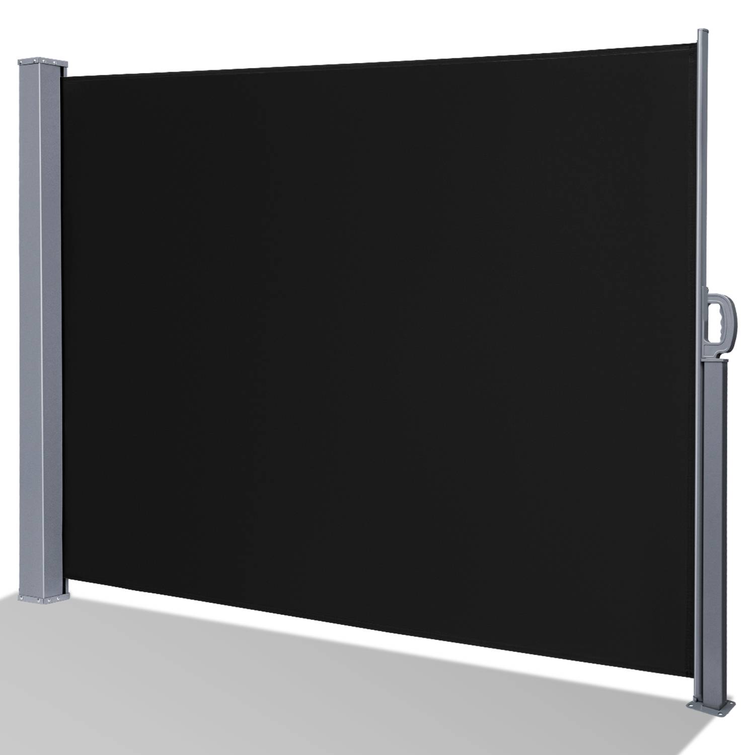 Seitenmarkise Ausziehbar Balkon Anthrazit Sonnenschutz Vollkassette Sichtschutz Schwarz 140x300cm