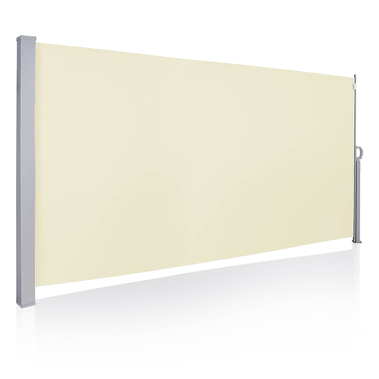 Seitenmarkise Ausziehbar Balkon Anthrazit Sonnenschutz Vollkassette Sichtschutz Beige 160x300cm
