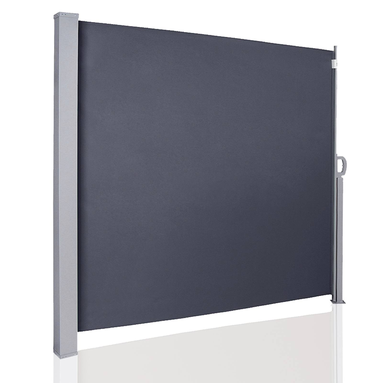 Seitenmarkise Ausziehbar Balkon Anthrazit Sonnenschutz Vollkassette Sichtschutz grau 180X300cm