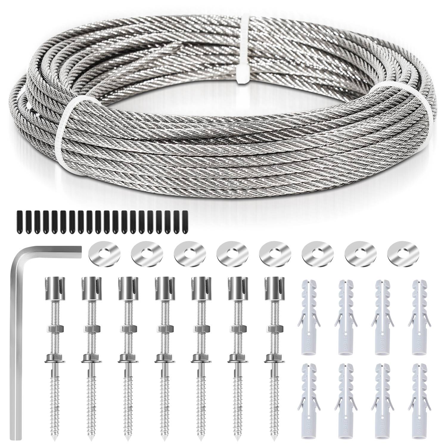 Rankhilfe Edelstahl Drahtseil Nature Rankseilsystem für Kletterpflanzen 12m Edelstahlseil Seilsystem 3mm Set mit Schrauben Pflanzen Spalier
