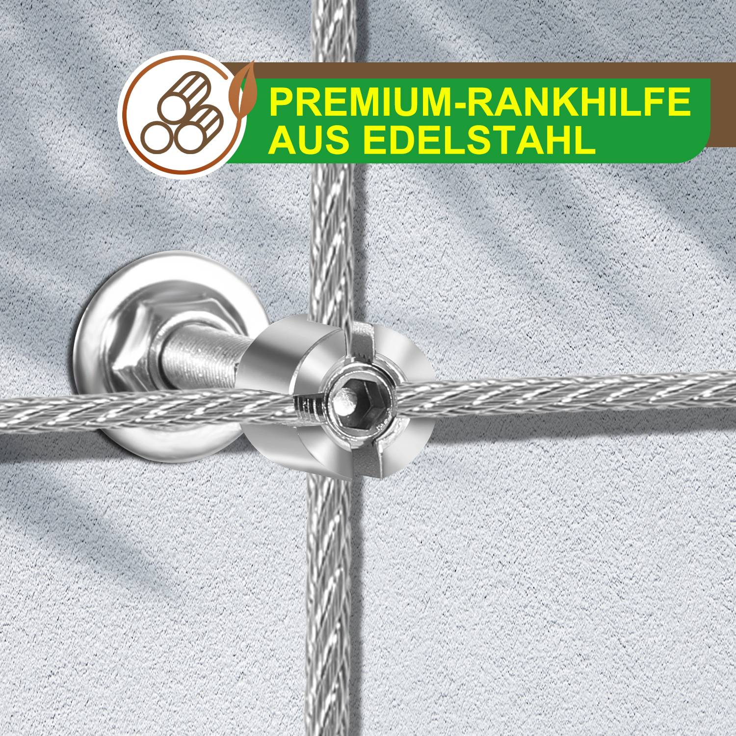 12M Rankhilfe Edelstahl Unterstützung für Kletterpflanzen, komplettes Drahtseil Stahlseil Set mit Wandhalterung und Seildurchmesser 3 mm
