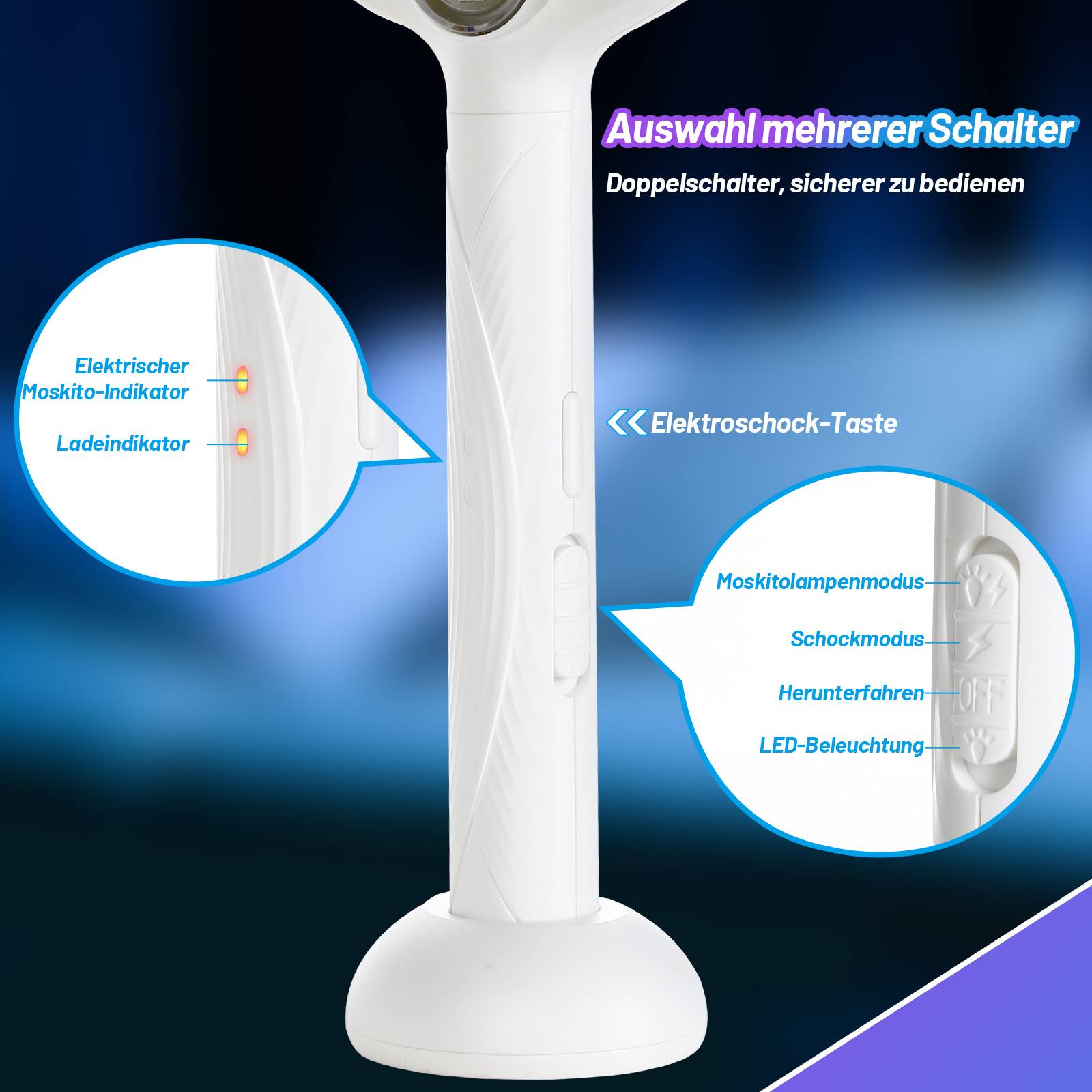 2 in 1 Elektrische Fliegenklatsche Fliegenfänger Mücken Insektenvernichter USB Wiederaufladbar Set Mückenklatsche Insektenfalle Insektenschutz
