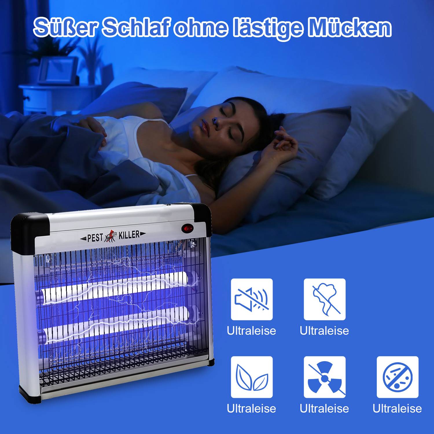 12W Elektrischer Insektenvernichter LED UV-Licht Mückenlampe Insektenfalle Insektenlampe Mückenvernichter Fliegenfalle Moskito Mückenfalle