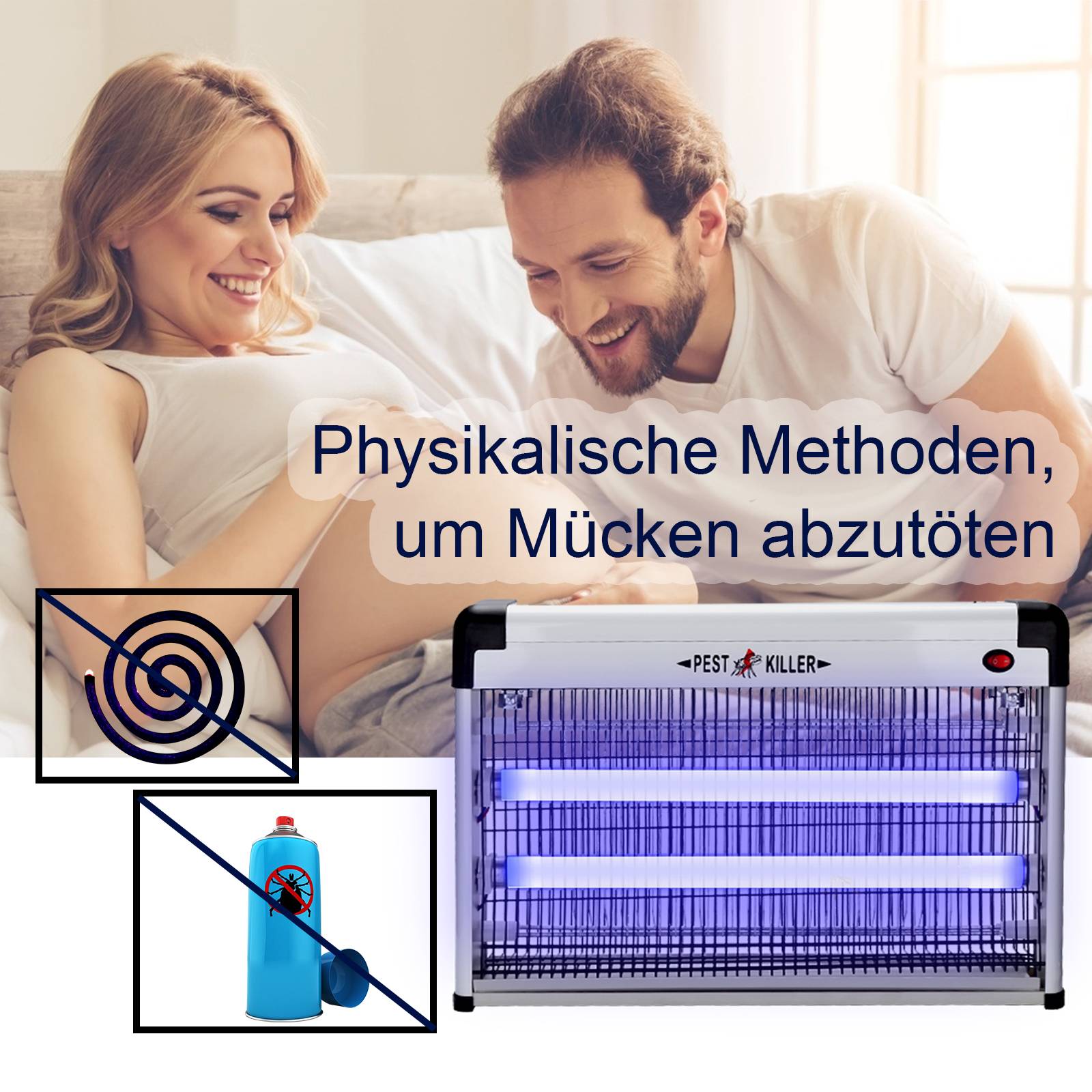 30W Elektrischer Insektenvernichter UV-Licht Kette Insektenfalle Insektenlampe Mückenvernichter Fliegenfalle Moskito Mückenlampe