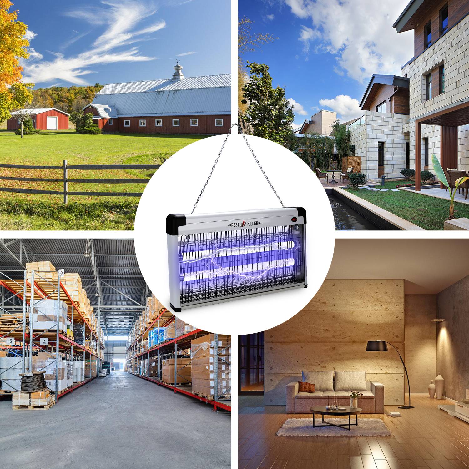 40W Elektrischer Insektenvernichter UV-Licht Kette Insektenfalle Insektenlampe Mückenvernichter Fliegenfalle Moskito Mückenlampe