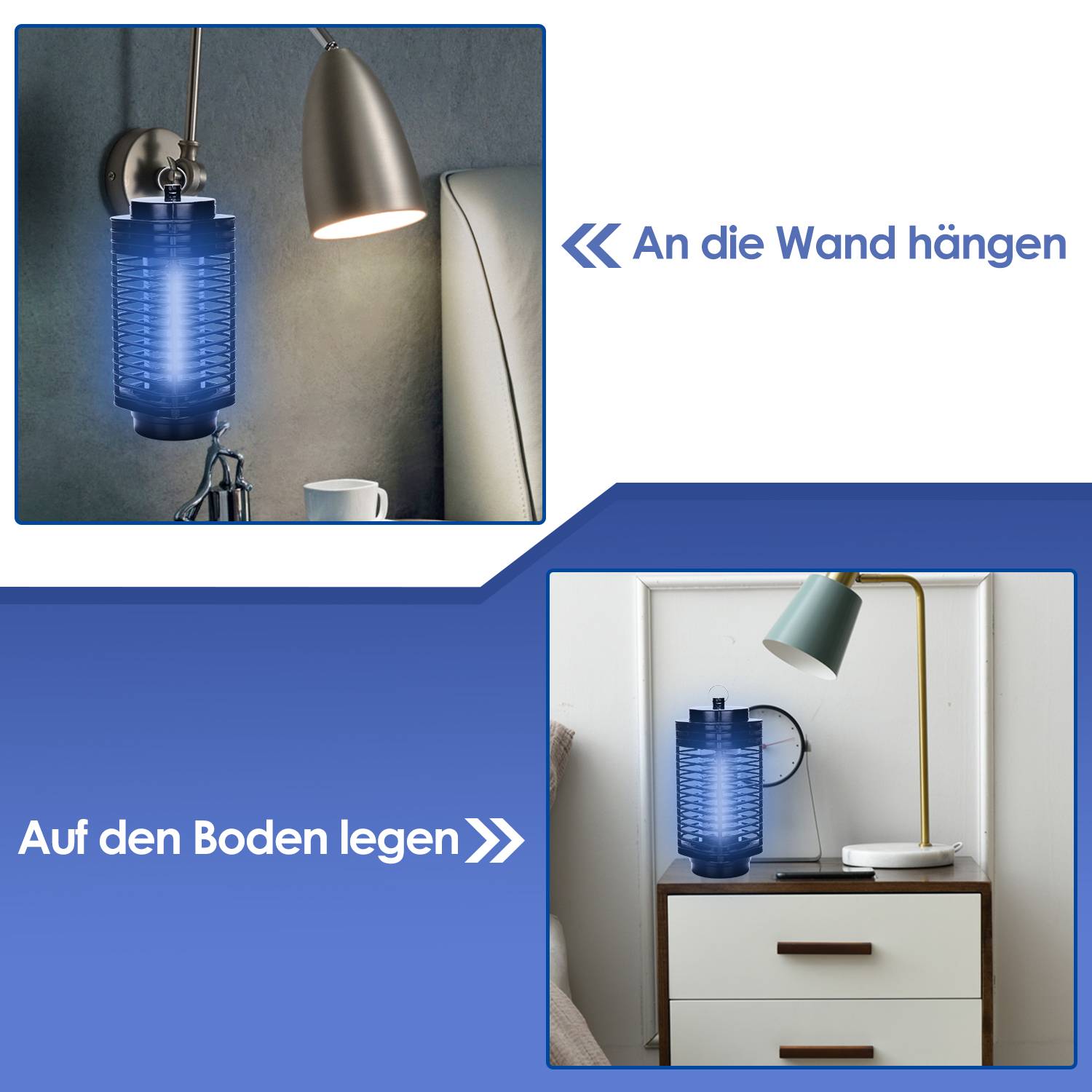 3W Elektrischer Insektenvernichter LED UV-Licht Mückenlampe Insektenfalle Insektenlampe Mückenvernichter Fliegenfalle Moskito Mückenfalle