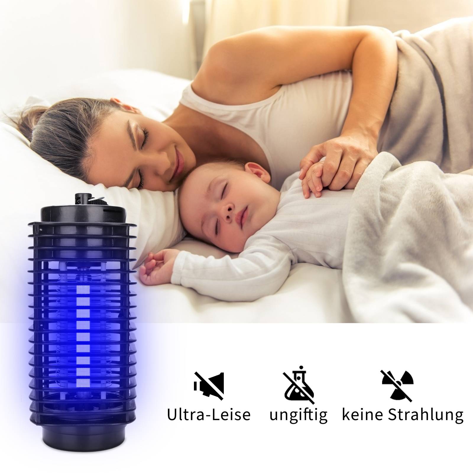 2X 3W Elektrischer Insektenvernichter LED UV-Licht Mückenlampe Insektenfalle Insektenlampe Mückenvernichter Fliegenfalle Moskito Mückenfalle