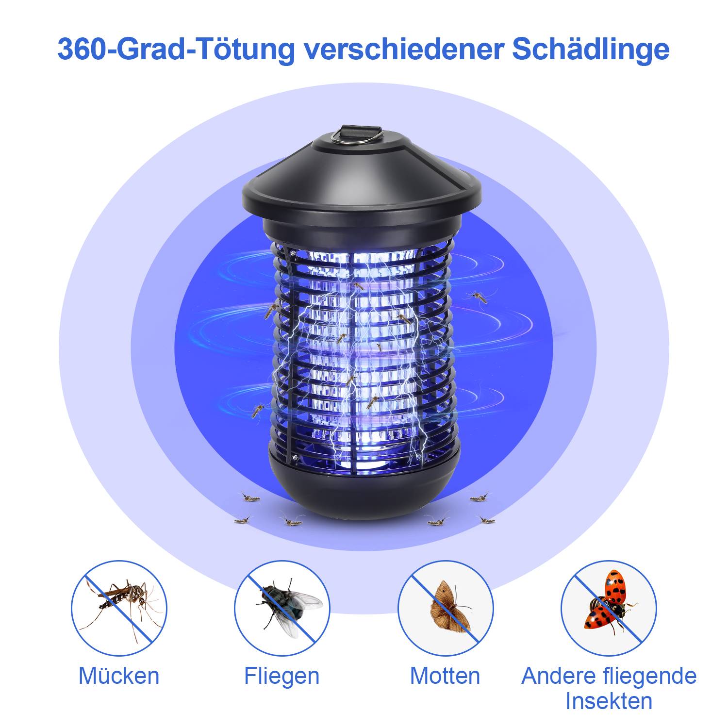 18W Elektrischer Insektenvernichter LED UV-Licht Mückenlampe Insektenfalle Insektenlampe Mückenvernichter Fliegenfalle Moskito Mückenfalle