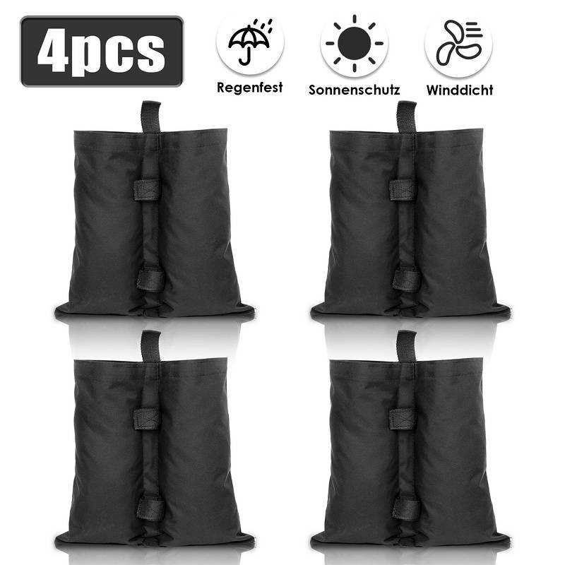 4X Pavillon Sandsäcke Outdoor-Sandsack Pavillon Gewichte 4er Set in schwarz – mit Sand, Splitt, Kies etc. befüllbar Füllvolumen pro Stück ca. 11