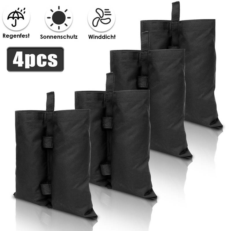 4X Pavillon Sandsäcke Standfuß Gewichte Set Waterproof schwarz – mit Sand, Splitt, Kies etc. befüllbar Füllvolumen pro Stück ca. 11.5 kg robust