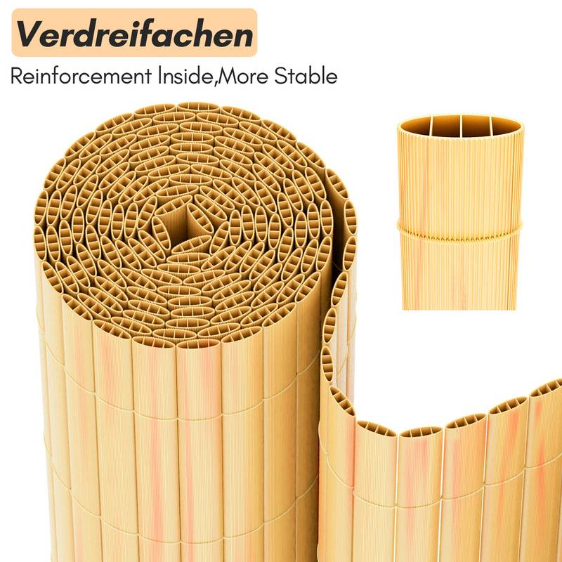 PVC Sichtschutzmatte PVC Sichtschutzzaun Bambus Windschutz fur Garten Balkon und Terrasse 160x600cm