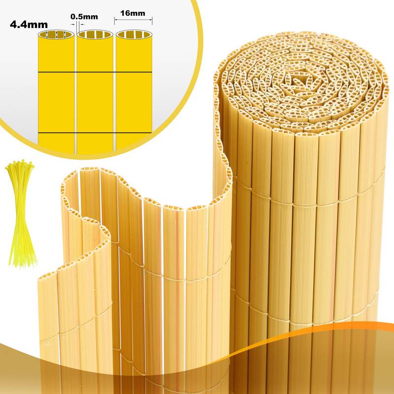 180x400cm Sichtschutzmatte PVC Bambus Sichtschutz Garten Sichtschutzzaun Balkon Zaun Windschutz Balkonverkleidung, Bambus