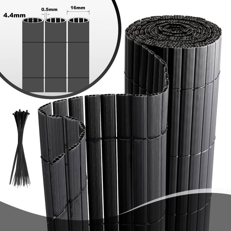 PVC Sichtschutzmatte PVC Sichtschutzzaun Anthrazit Windschutz fur Garten Balkon und Terrasse 80x500cm