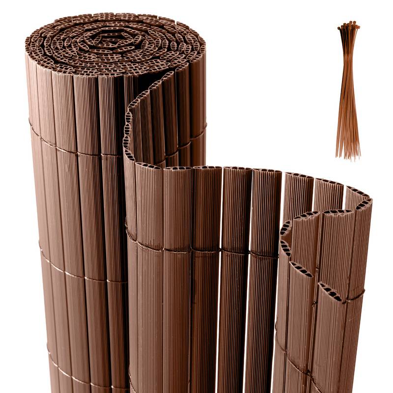 80x900cm Sichtschutzmatte PVC Bambus Sichtschutz Garten Sichtschutzzaun Balkon Zaun Windschutz Balkonverkleidung, Braun