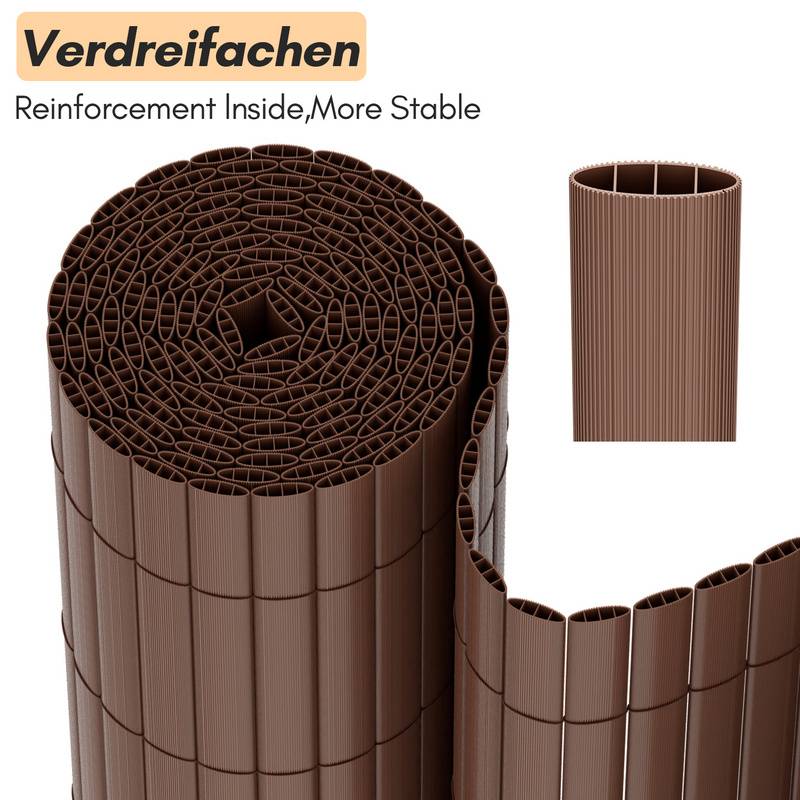 PVC Sichtschutzmatte PVC Sichtschutzzaun Braun Windschutz fur Garten Balkon und Terrasse 120x800cm