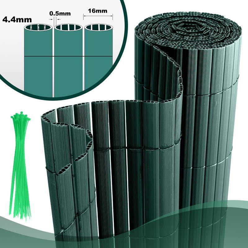 120x400cm Sichtschutzmatte PVC Bambus Sichtschutz Garten Sichtschutzzaun Balkon Zaun Windschutz Balkonverkleidung, Grün