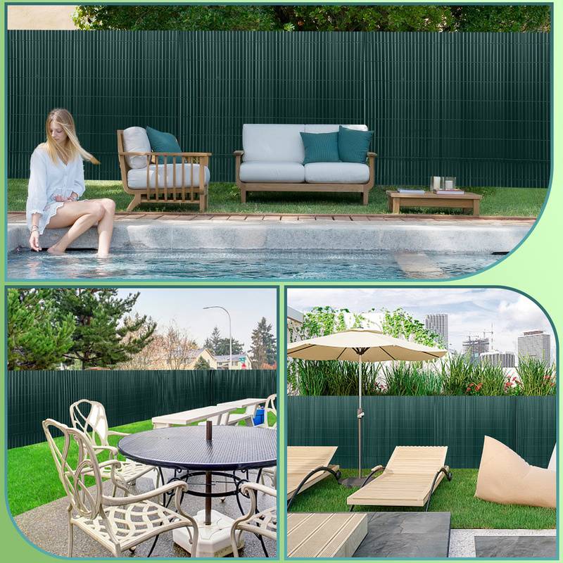 180x400cm Sichtschutzmatte PVC Bambus Sichtschutz Garten Sichtschutzzaun Balkon Zaun Windschutz Balkonverkleidung, Grün